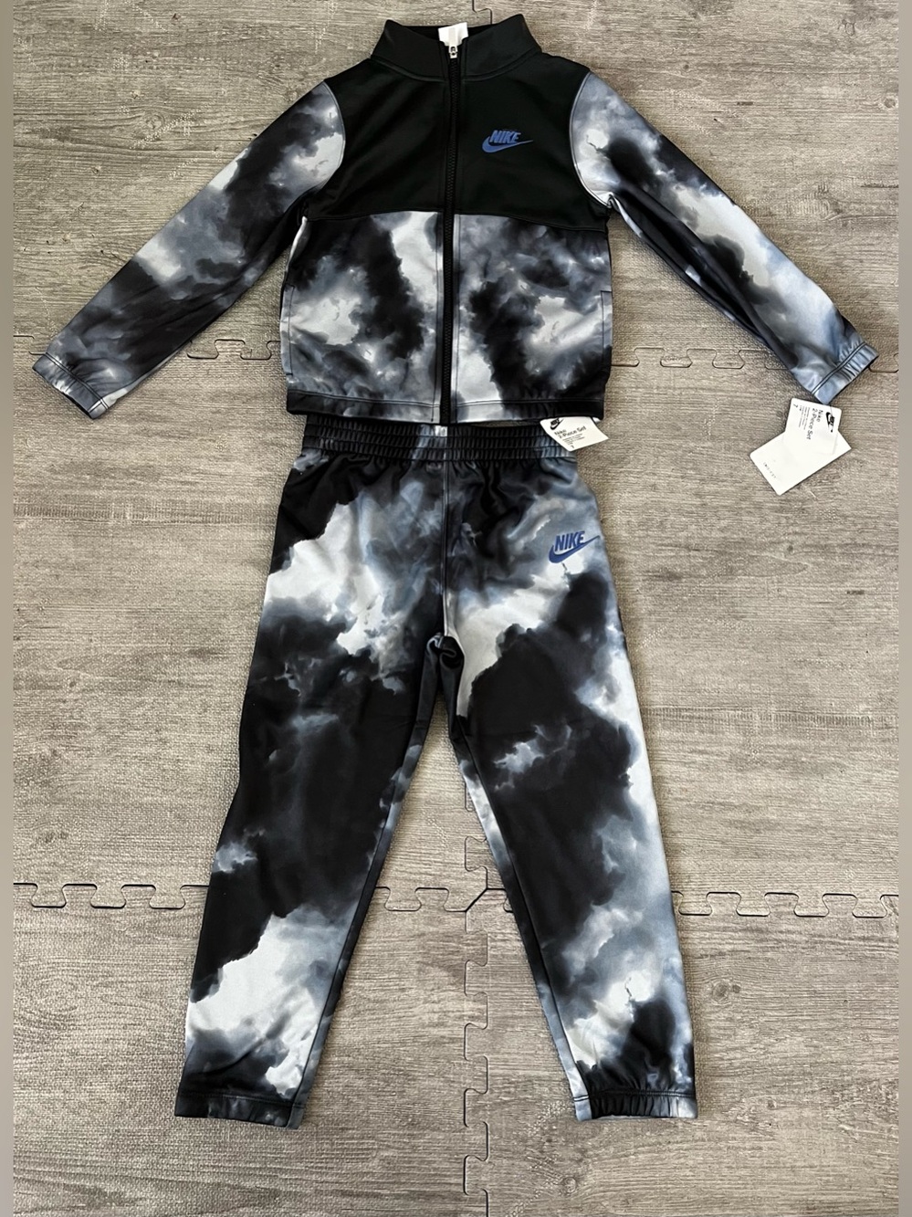 Nike Boys 2-Piece Dri-FIT Full Zip Tracksuit Jacket Pants Black/Gray 7